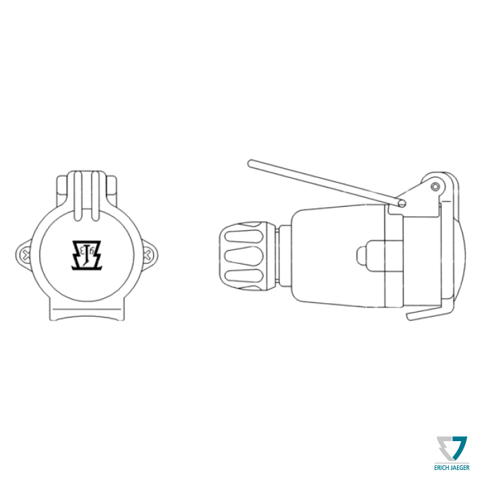 Zásuvka 7pin (DIN) IP44 na pripojenie na kábel, Erich Jaeger