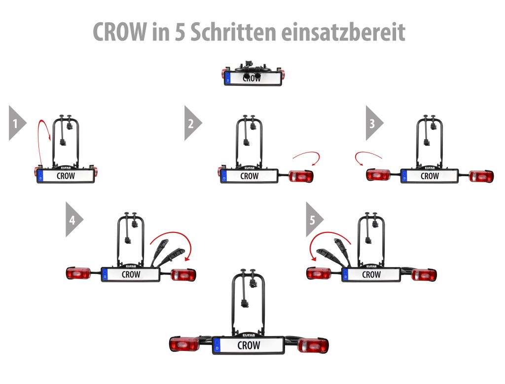 Nosič bicyklov Eufab Crow Plus - 2 kola, na ťažné zariadenie